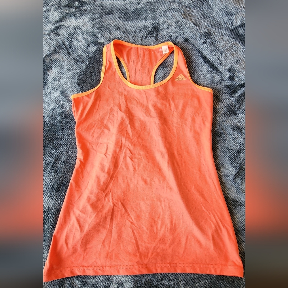 Adidas Climalite Orange Racerback Tank Sz Sm